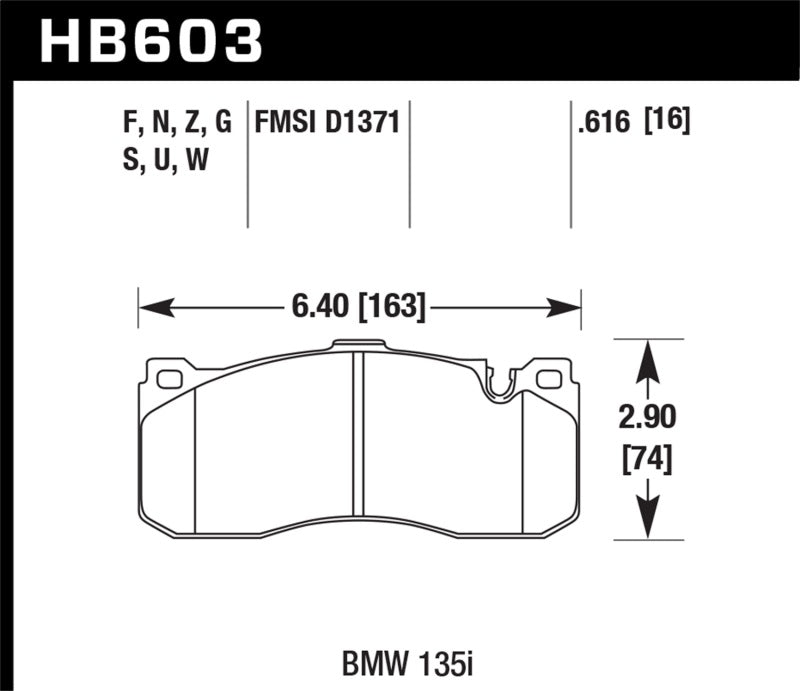 Hawk HB603N.616 BMW 135i HP+ Street Front Brake Pads