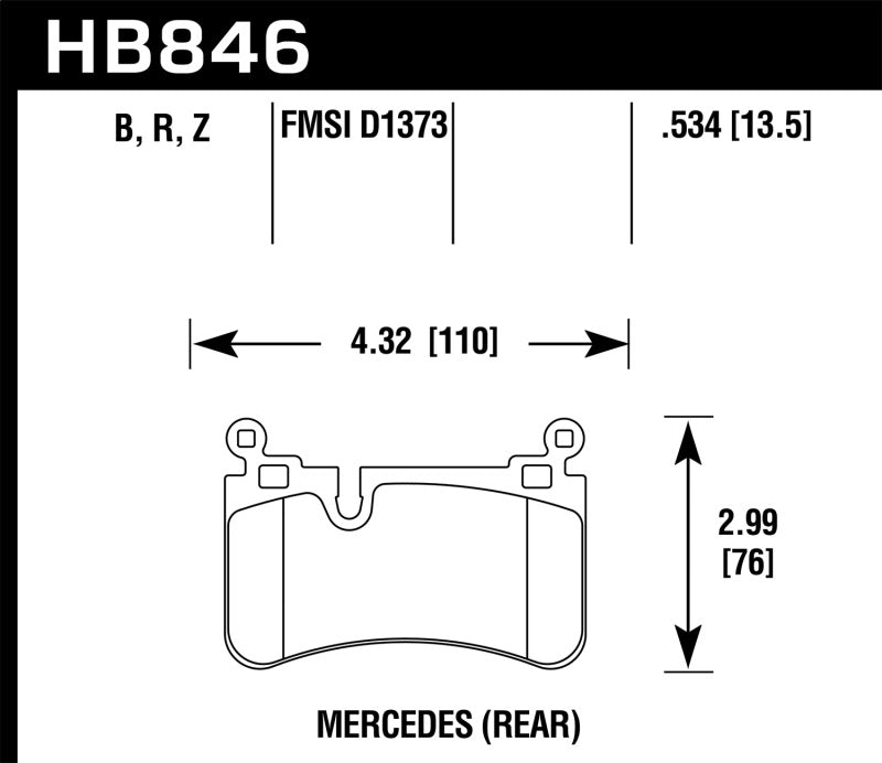 Hawk HB846B.534 08-13 Mercedes C-Class HPS 5.0 Rear Brake Pads