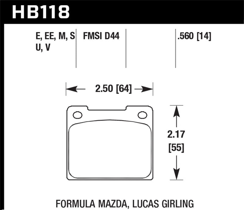 Hawk HB118V.560 1979 Volvo 262 DTC-50 Race Rear Brake Pads