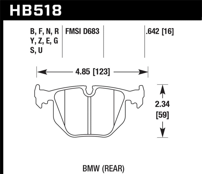 Hawk HB518U.642 BMW Rear DTC-70 Race Brake Pads