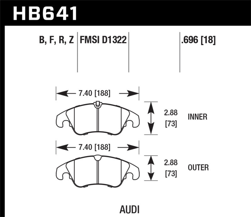 Hawk HB641F.696 09-10 Audi A4/A4 Quattro/A5 Quattro/Q5/S5 / 10 S4 HPS Street Front Brake Pads