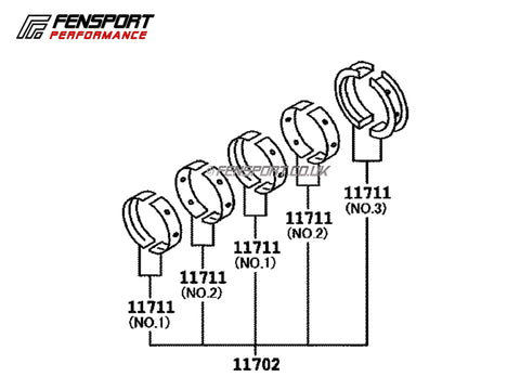 Crankshaft Main Bearing Set - Genuine Toyota - All Sizes - GT86 & BRZ