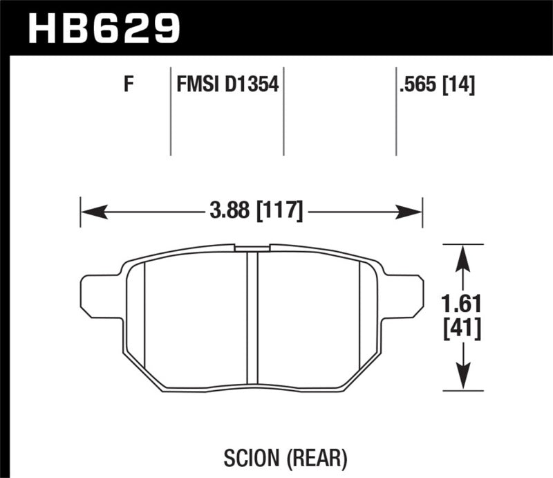 Hawk HB629B.565 08-15 Scion xB HPS 5.0 Rear Brake Pads