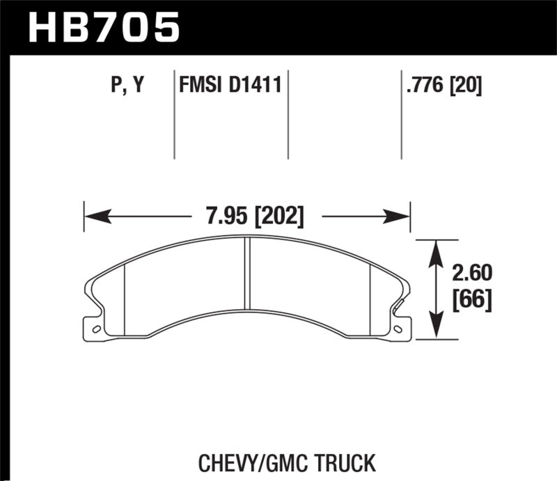 Hawk HB705P.776 Chevy/GMC Express/Silverado/Savana/Sierra 15/25/35/4500 SuperDuty Rear Street Brake Pads